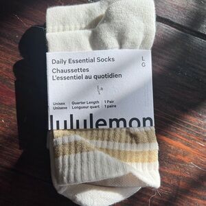 lululemon athletica Daily Essential Socks in Cream and Gold Stripe